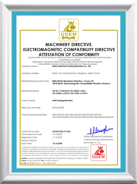 CE of roll forming machine